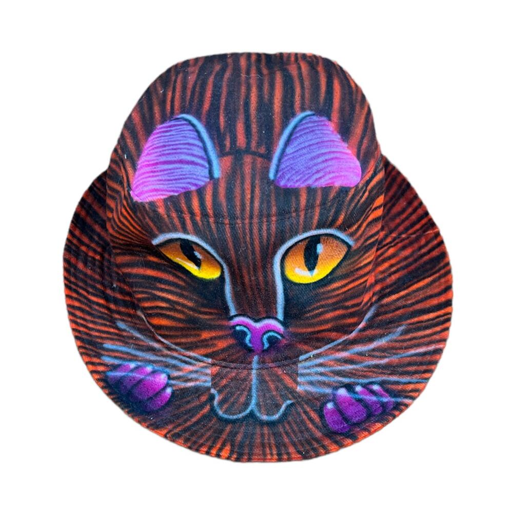 Custom Painted Cat Face Bucket Hat